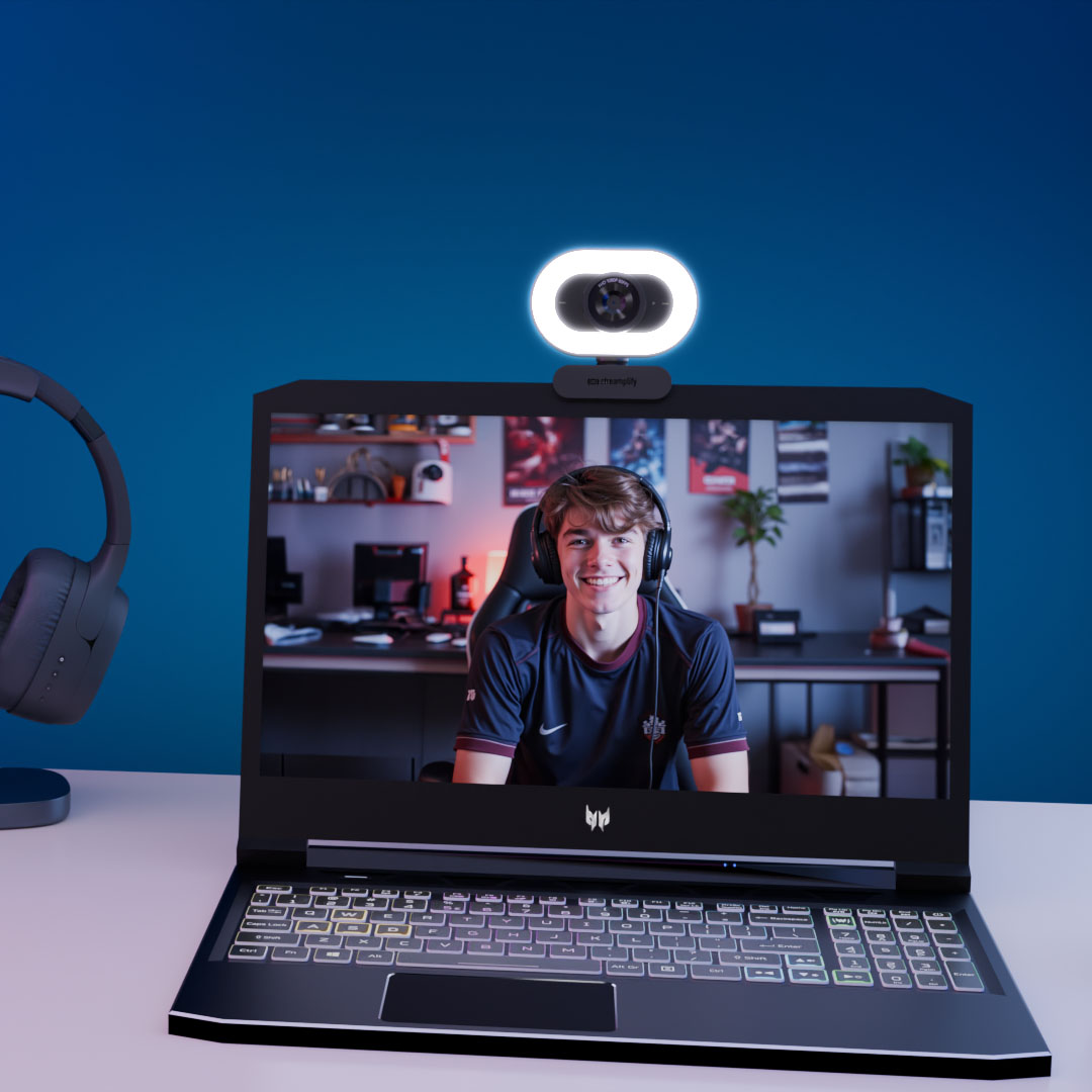 Streamplify - Webcam Streamplify CAM Plus FullHD 60fps with Ring Light - Preto