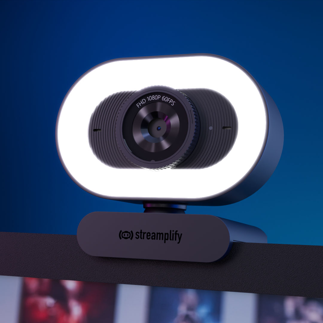 Streamplify - Webcam Streamplify CAM Plus FullHD 60fps with Ring Light - Preto