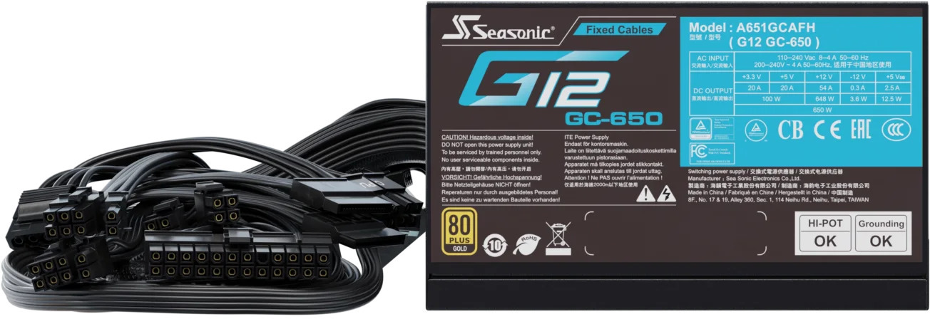 Seasonic - Fonte Seasonic G12 GC-650W 80+ Gold