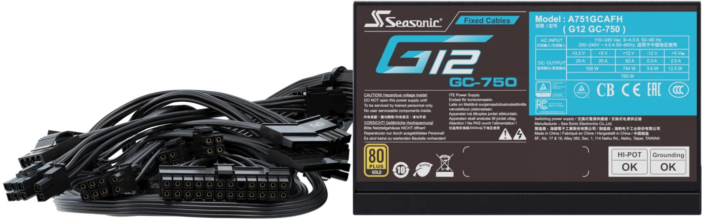 Seasonic - Fonte Seasonic G12 GC-750W 80+ Gold
