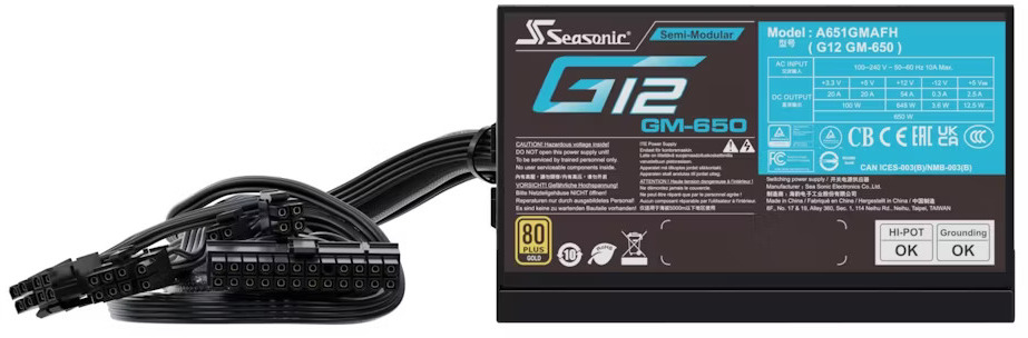 Seasonic - Fonte Seasonic G12 GM-650W 80+ Gold