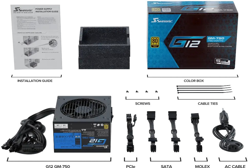 Seasonic - Fonte Seasonic G12 GM-750W 80+ Gold