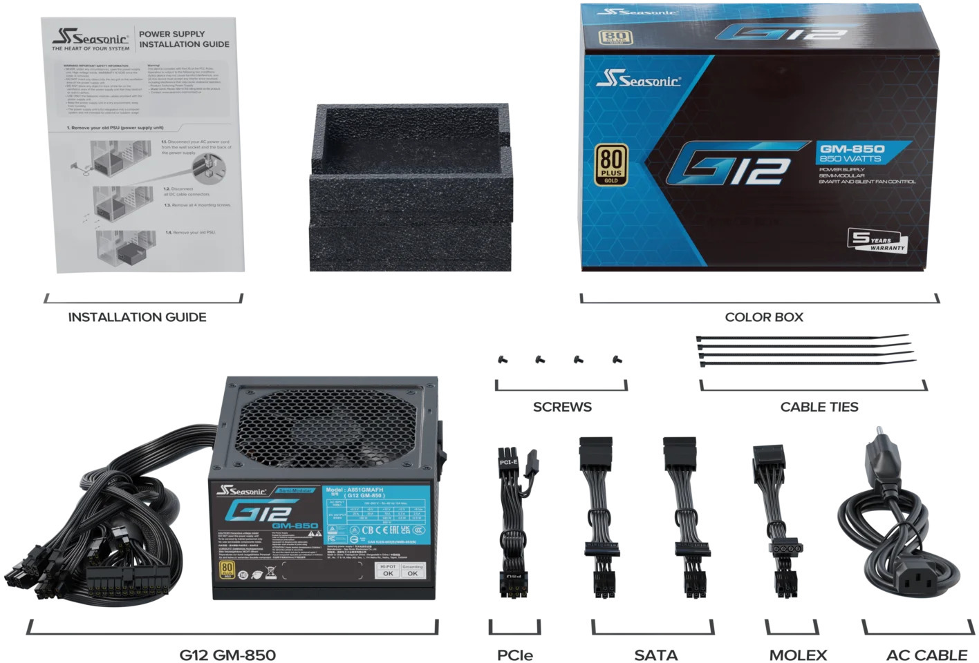 Seasonic - Fonte Seasonic G12 GM-850W 80+ Gold