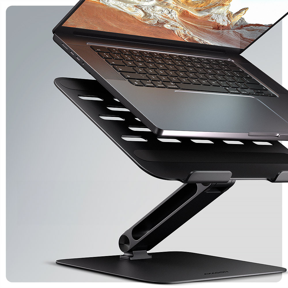 AXAGON - Suporte Elevatório AXAGON STND-LQB  para Portáteis Regulável Aluminio Preto