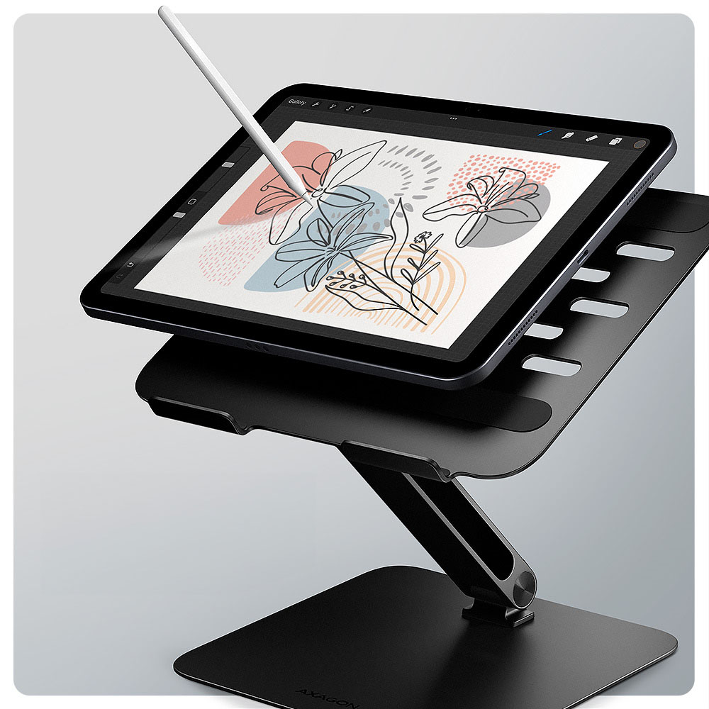 AXAGON - Suporte Elevatório AXAGON STND-LQB  para Portáteis Regulável Aluminio Preto