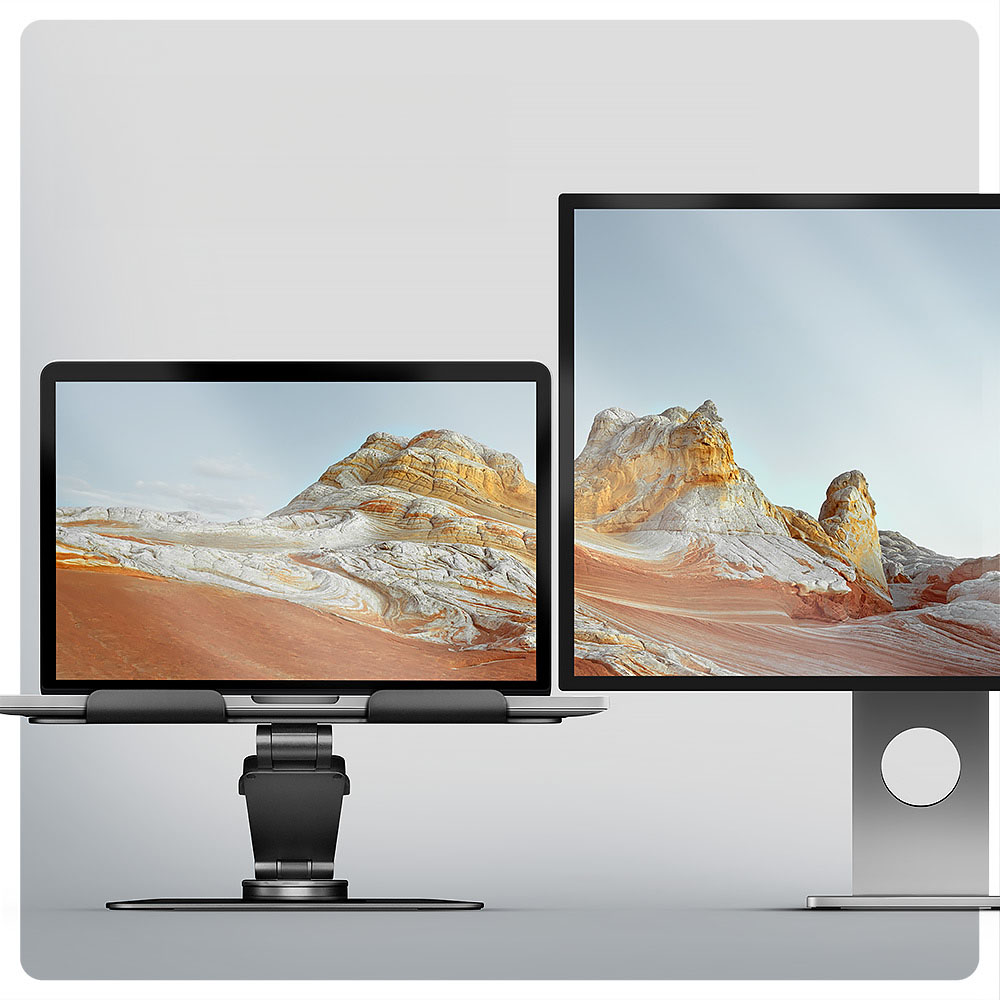 AXAGON - Suporte Elevatório Rotativo AXAGON STND-LRB  para Portáteis Regulável Aluminio Preto