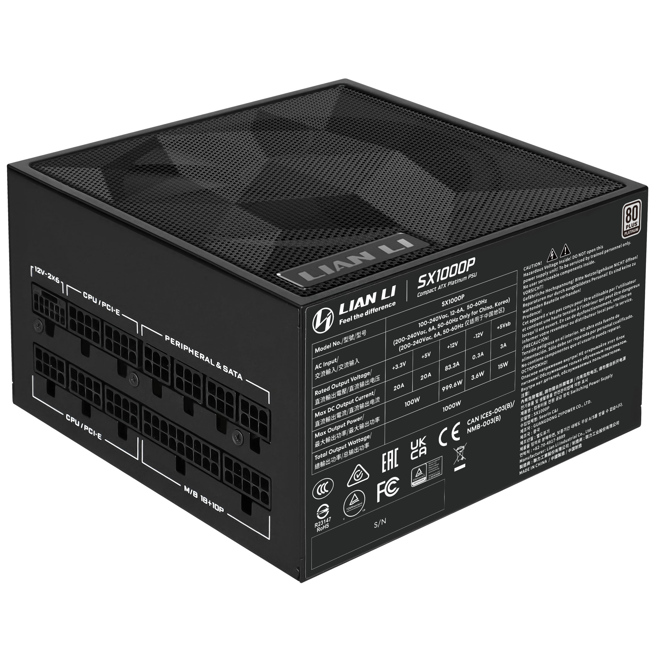 Lian Li - Fonte Modular Lian Li SX 1000W 80+ Platinum Preto