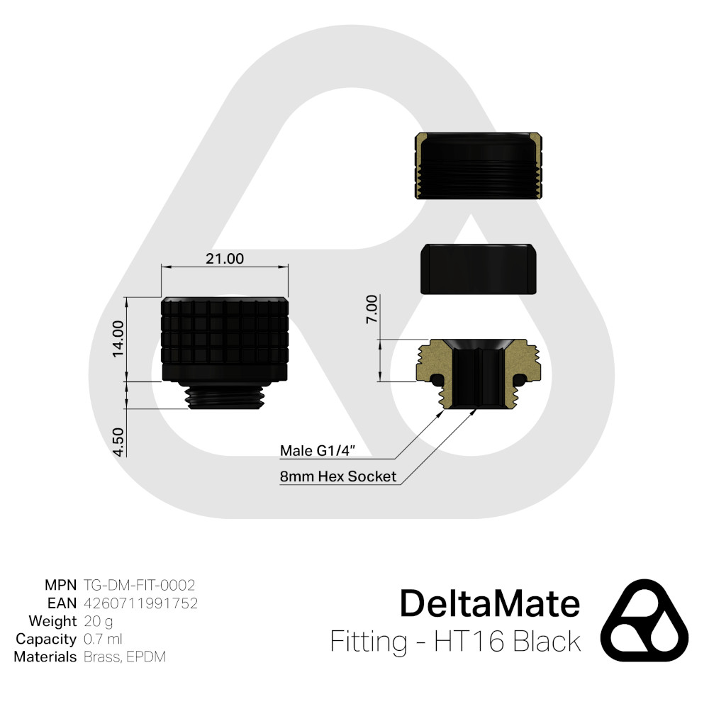 Thermal Grizzly - Thermal Grizzly DeltaMate Fitting - HT16 Preto