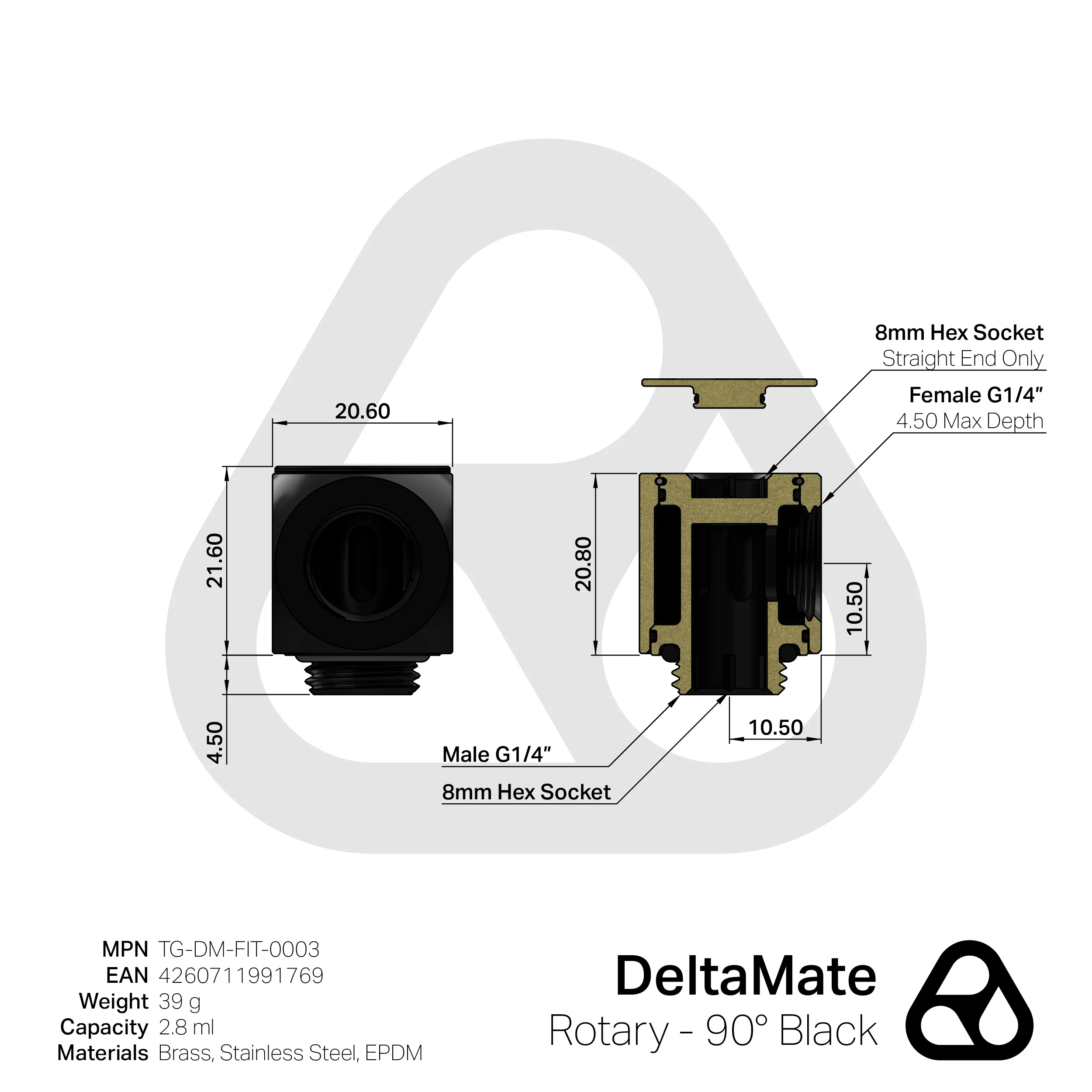 Thermal Grizzly - Thermal Grizzly DeltaMate Rotary - FF90° Preto
