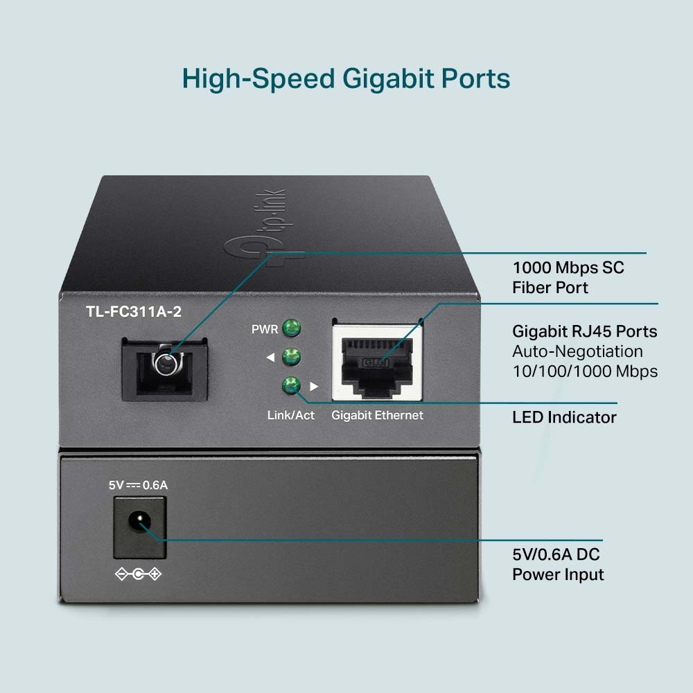 TP-Link - Conversor Media TP-Link TL-FC311A-20 Gigabit WDM Single-Mode