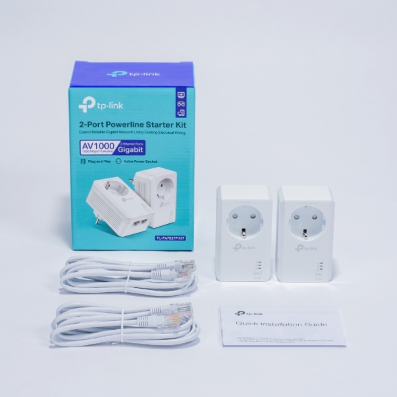 TP-Link - Powerline TP-Link AV1000 TL-PA7027P Kit 2-Port Gigabit Passthrough Starter Kit