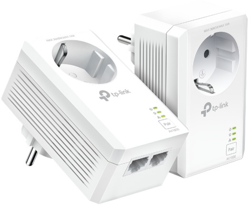 TP-Link - Powerline TP-Link AV1000 TL-PA7027P Kit 2-Port Gigabit Passthrough Starter Kit