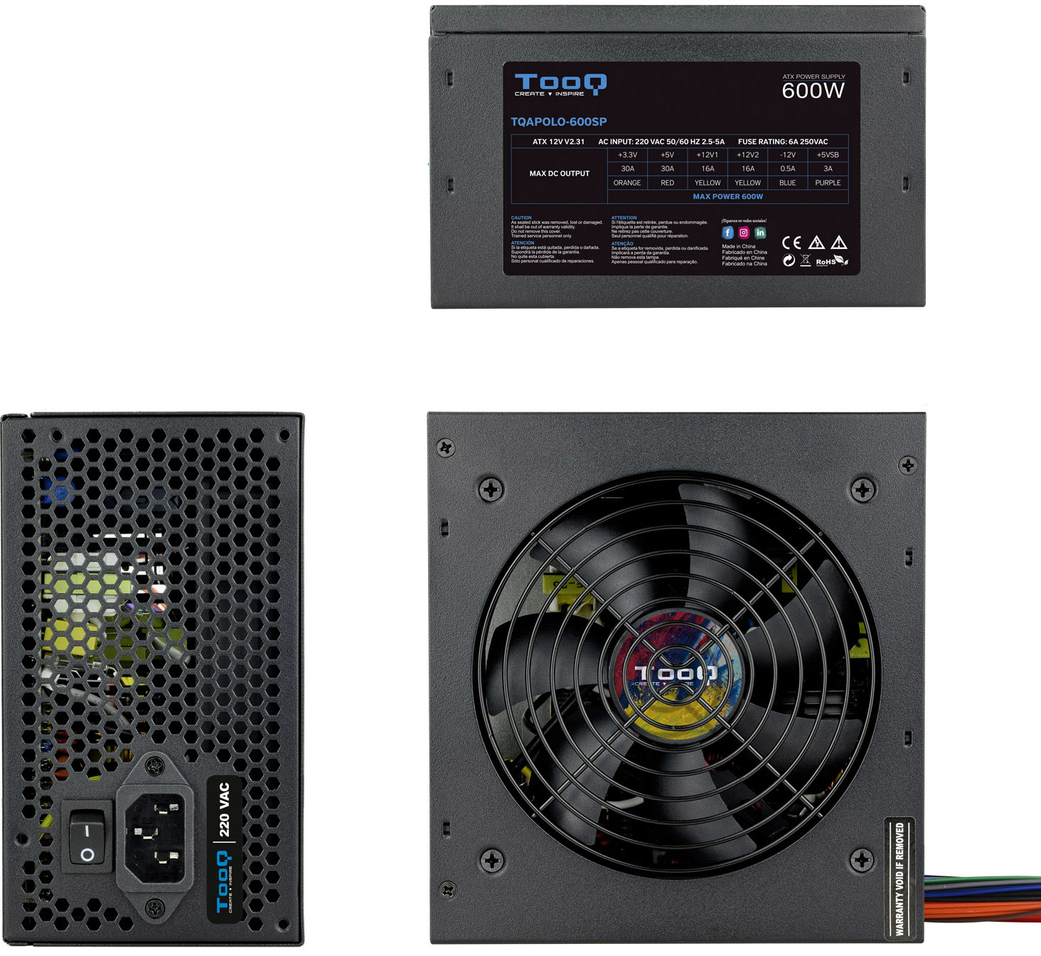 Tooq - Fonte de Alimentação Tooq 600W PFC Activo
