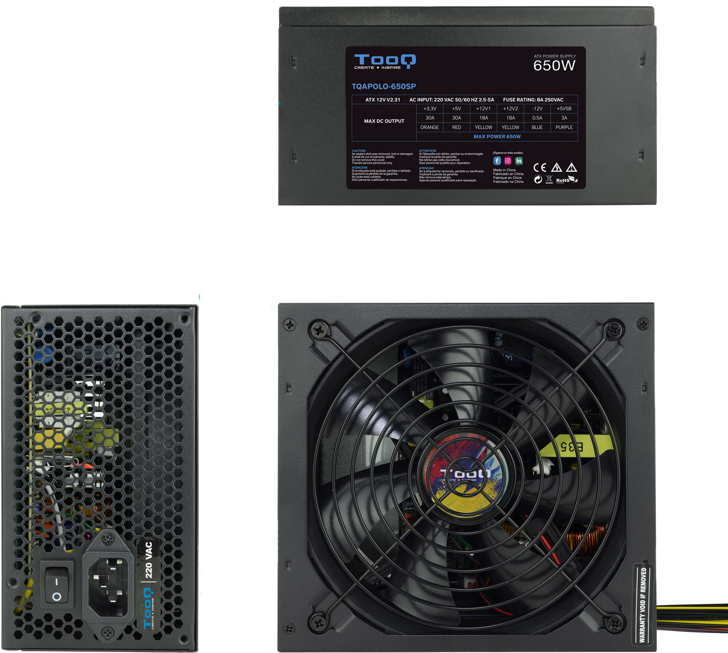 Tooq - Fonte de Alimentação Tooq 650W PFC Activo