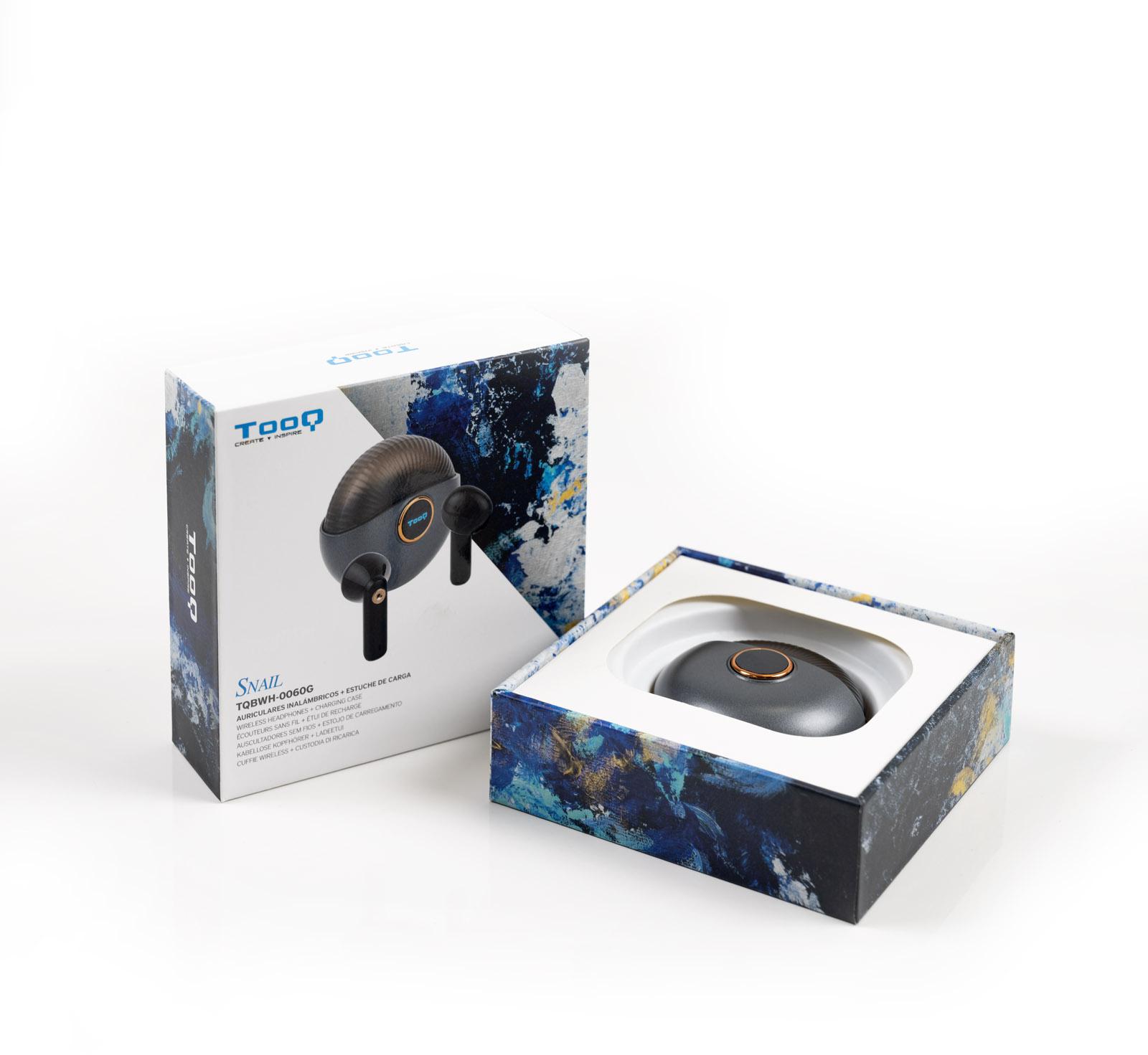 Tooq - Auriculares Sem Fios Bluetooth Tooq SNAIL Cinza/Preto