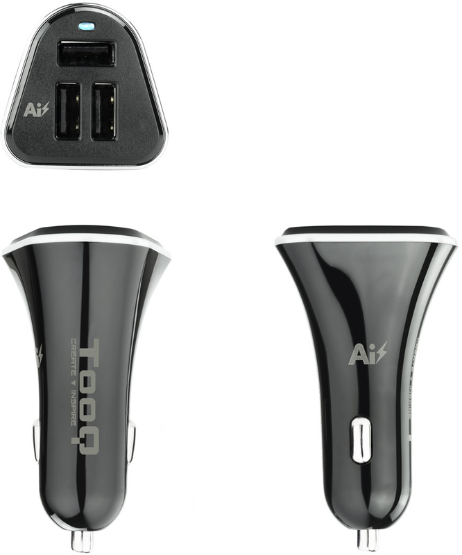 Tooq - Carregador de Isqueiro Tooq 3x USB 5V/5.2A Preto