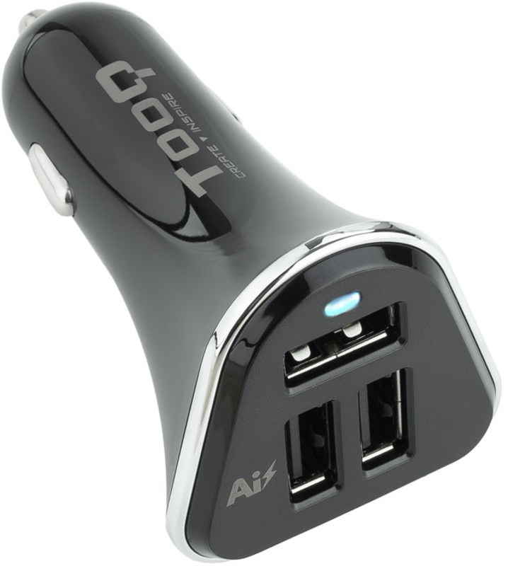Tooq - Carregador de Isqueiro Tooq 3x USB 5V/5.2A Preto