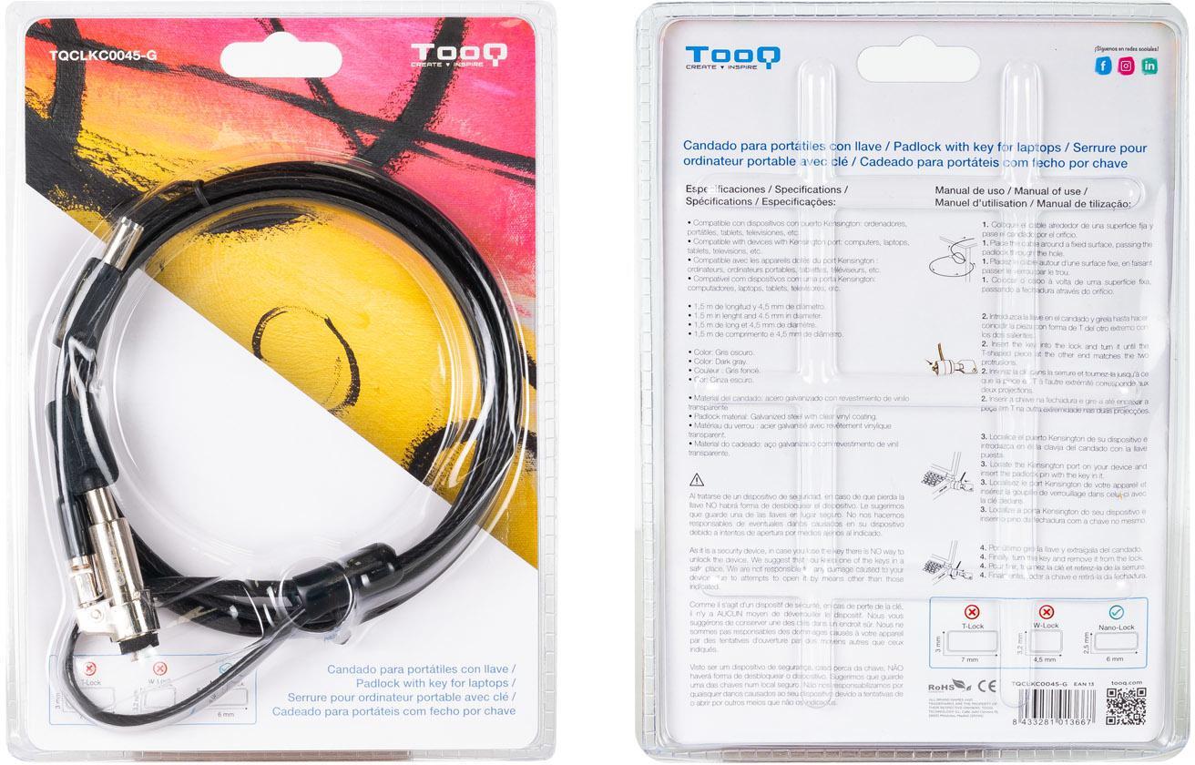 Tooq - Cadeado Tooq Anti-Roubo Tipo NANO c/Chave 1.50 metro