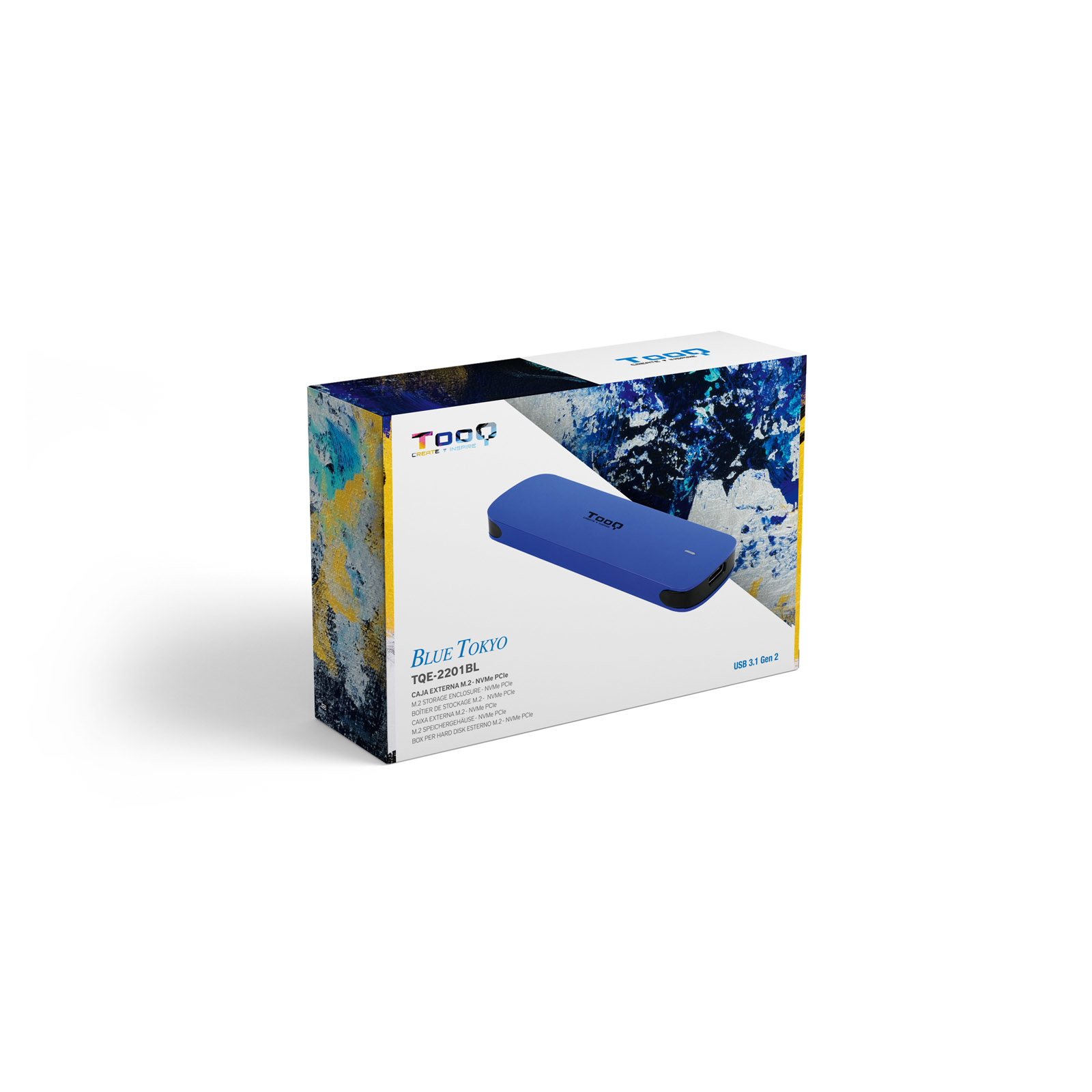 Tooq - Caixa SSD Tooq M.2 NGFF/NVMe SSD USB 3.1 Gen 2 Aluminio Azul