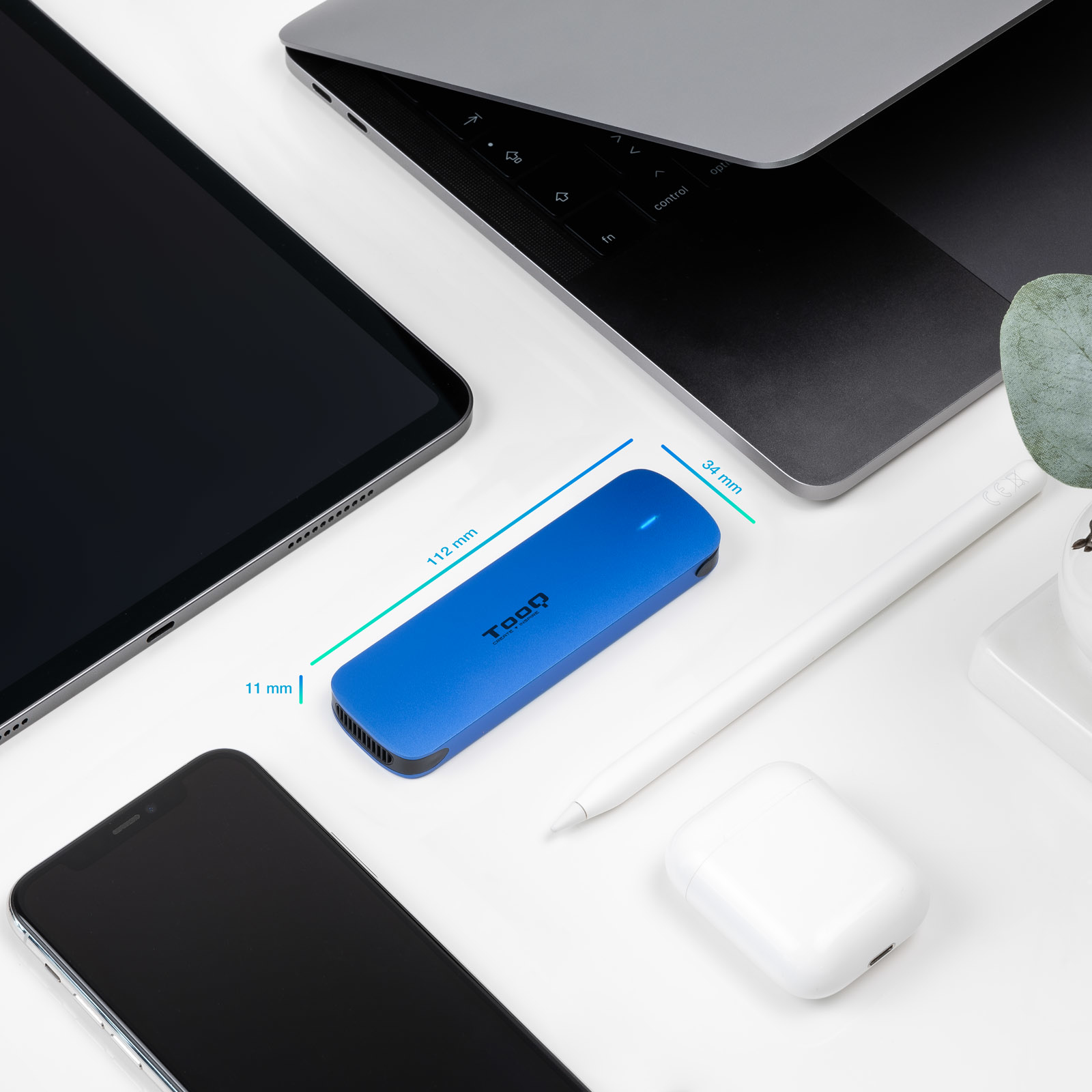 Tooq - Caixa SSD Tooq M.2 NGFF/NVMe SSD USB 3.1 Gen 2 Aluminio Azul