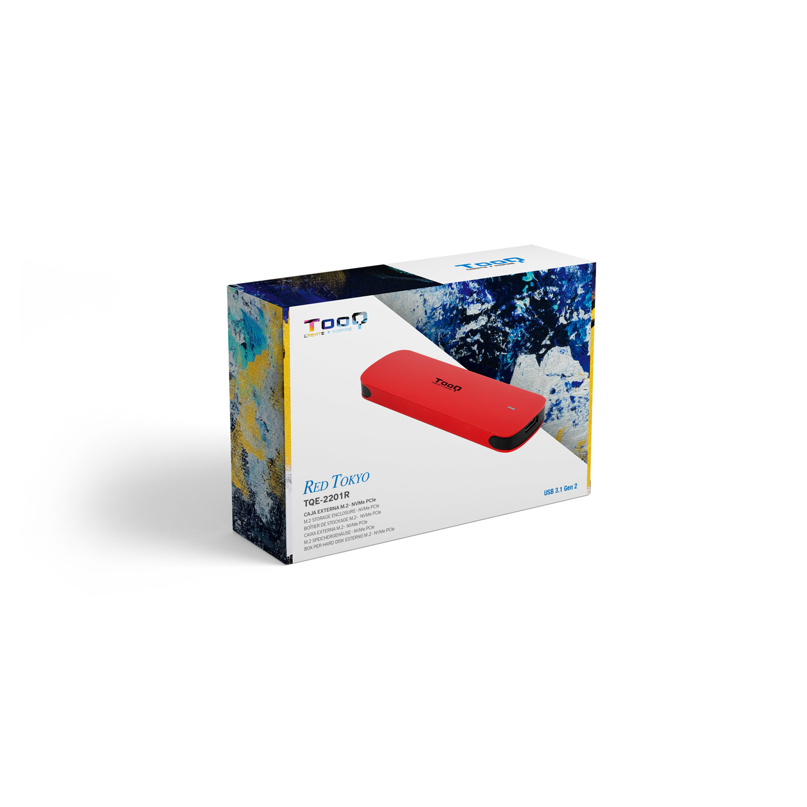 Tooq - Caixa SSD Tooq M.2 NGFF/NVMe SSD USB 3.1 Gen 2 Aluminio Vermelho