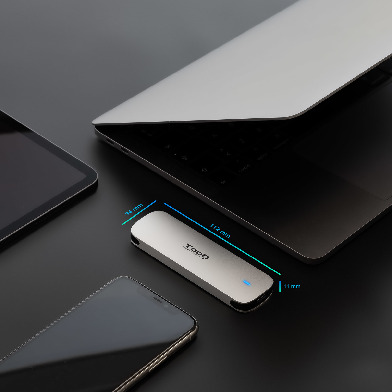 Tooq - Caixa SSD Tooq M.2 NGFF USB 3.1 Gen 1 Prateado
