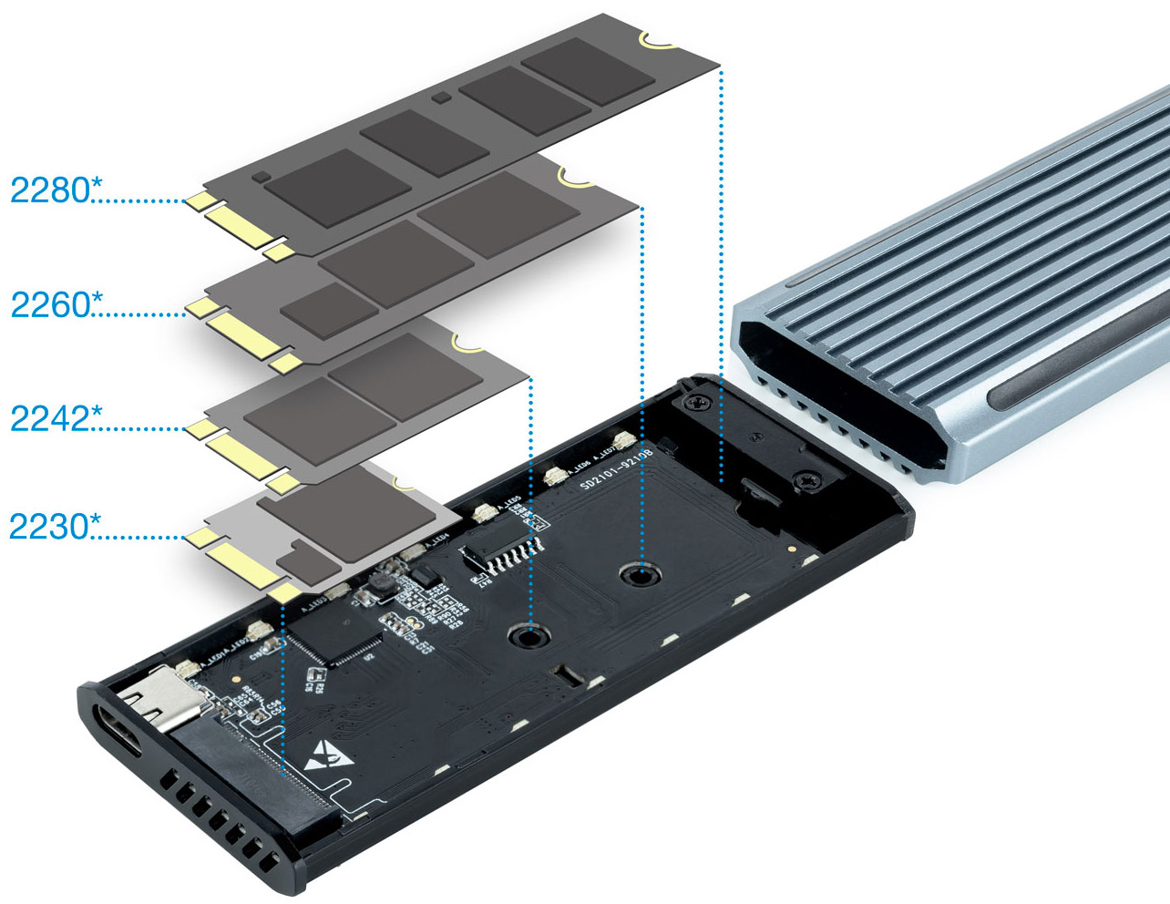 Tooq - Caixa SSD Tooq M.2 NGFF/NVMe SSD USB 3.1 Gen 2 USB-A RGB