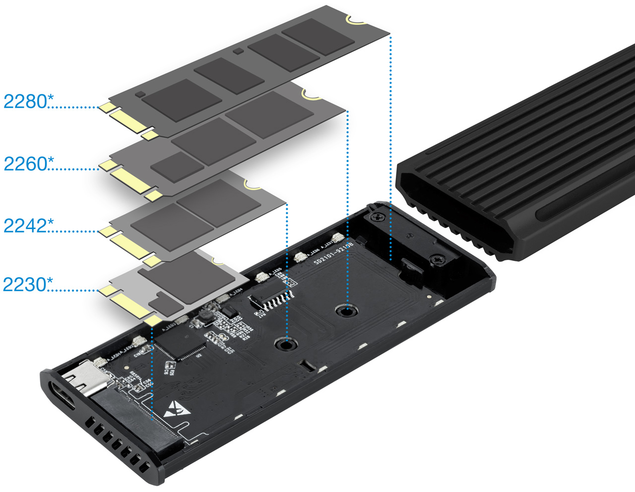 Tooq - Caixa SSD Tooq M.2 NGFF/NVMe SSD USB 3.1 Gen 2 USB-C RGB