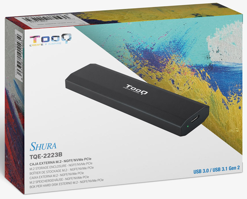 Tooq - Caixa SSD Tooq M.2 NGFF/NVMe SSD USB 3.1 Gen 2 Preto