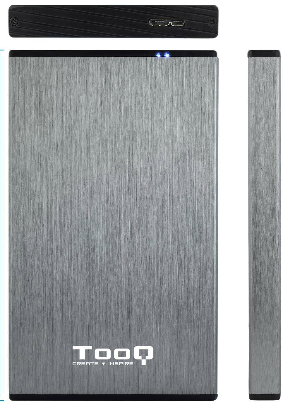 Tooq - Caixa HDD Tooq 2.5" SATA (9,5mm) USB 3.0/3.1 Gen 1 Cinza Metalizado