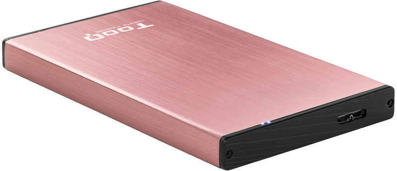 Tooq - Caixa HDD Tooq 2.5" SATA (9,5mm) USB 3.0/3.1 Gen 1 Rosa Metalizado