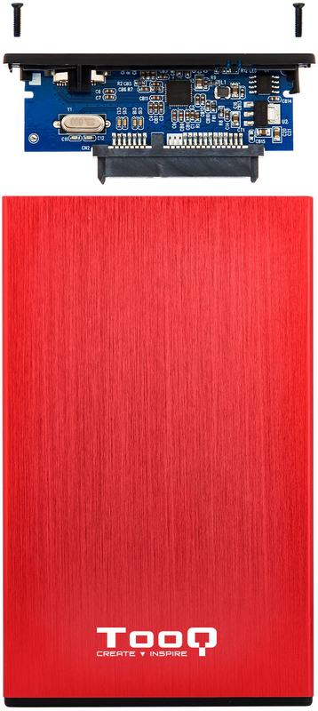 Tooq - Caixa HDD Tooq 2.5" SATA (9,5mm) USB 3.0/3.1 Gen 1 Vermelho Metalizado