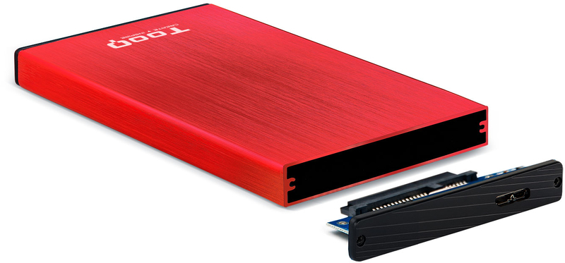 Tooq - Caixa HDD Tooq 2.5" SATA (9,5mm) USB 3.0/3.1 Gen 1 Vermelho Metalizado