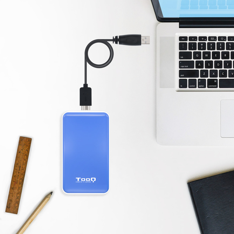 Tooq - Caixa HDD Tooq 2.5" SATA (9,5mm) UASP Tool Less USB 3.1 Gen 1 Azul