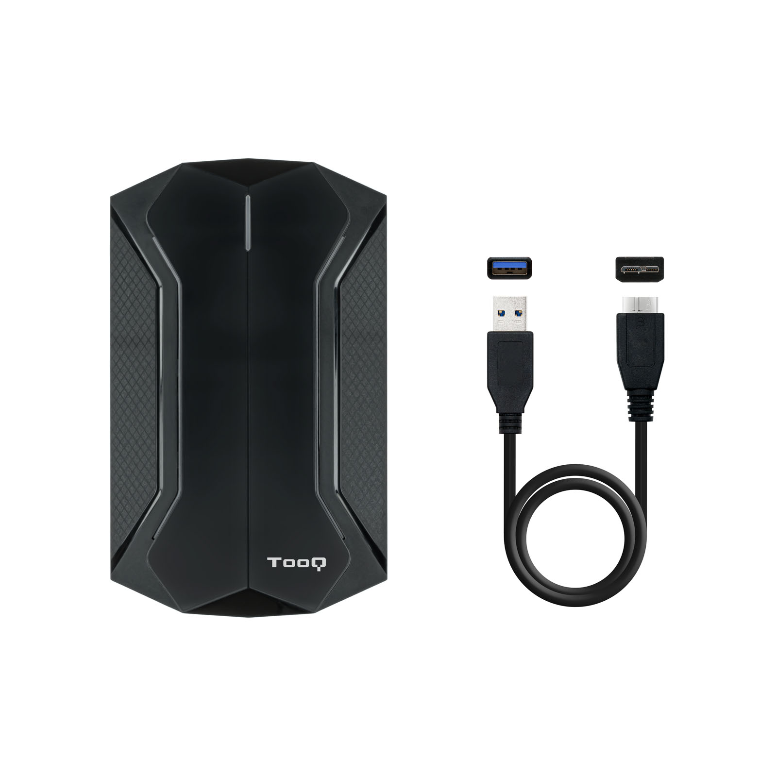 Tooq - Caixa HDD Gaming Tooq 2.5" SATA (9,5mm) Tool Less USB 3.1 Gen 1 Plug & Play Preto RGB