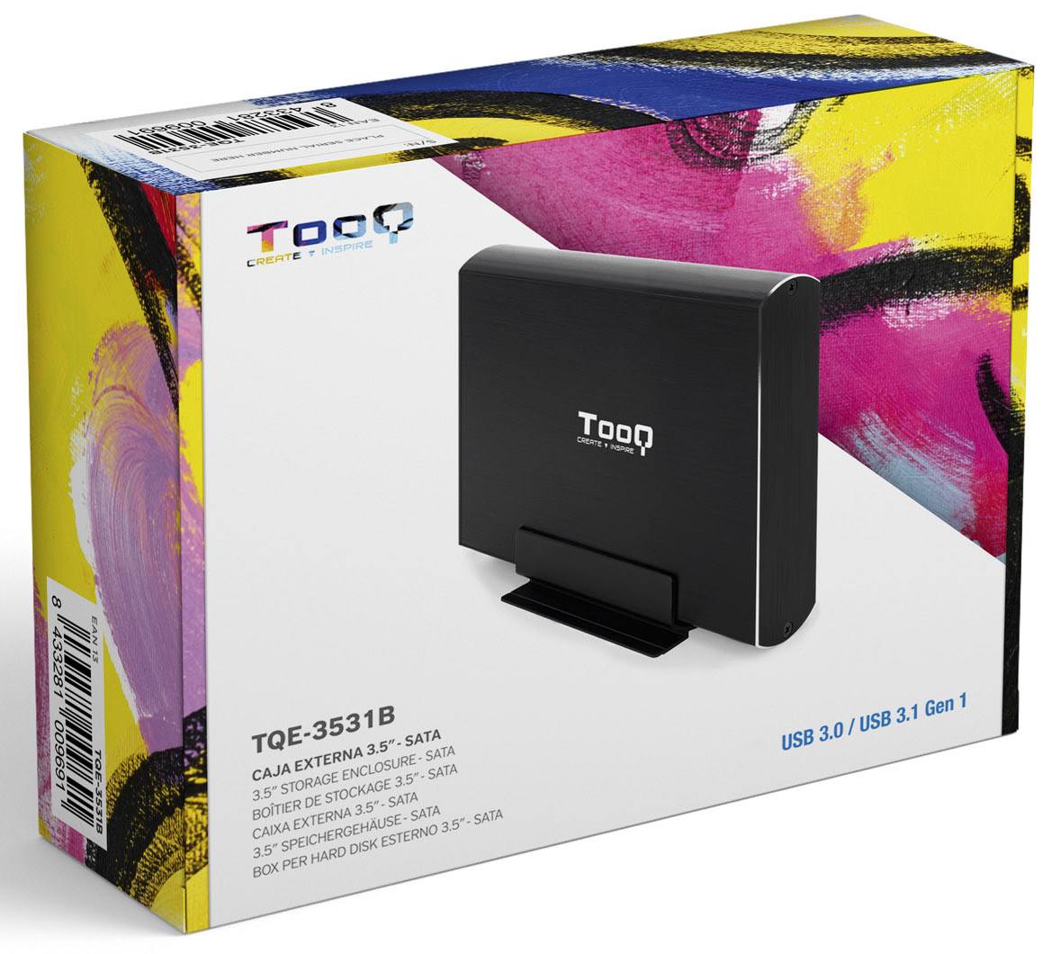 Tooq - Caixa HDD Tooq 3.5" SATA LED USB 3.0 / 3.1 Preto