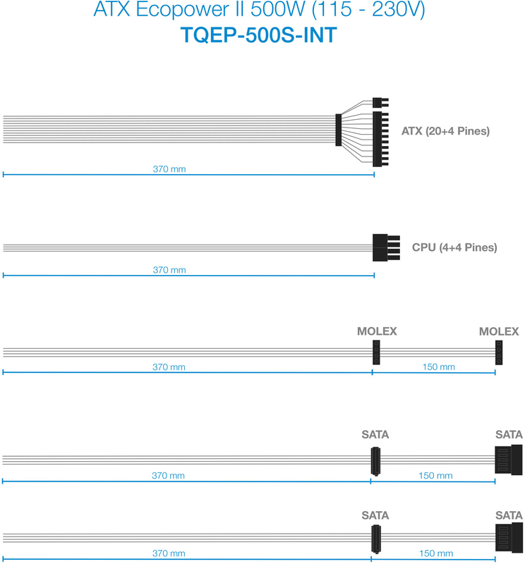 Tooq - Fonte de Alimentação Tooq Ecopower II ATX 500W (S/Cabo Alim)