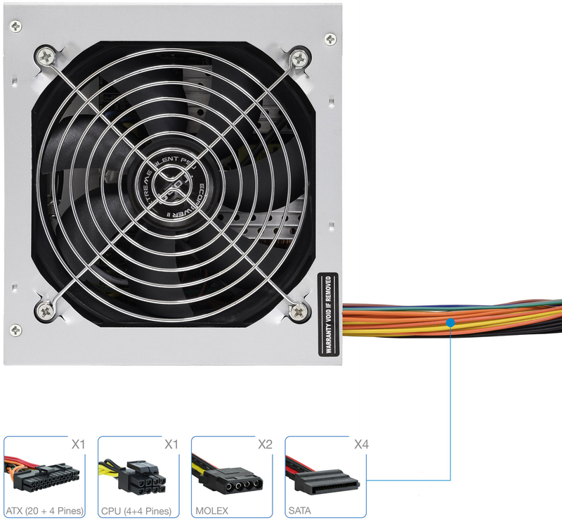 Tooq - Fonte de Alimentação Tooq Ecopower II ATX 500W