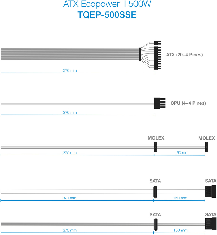 Tooq - Fonte de Alimentação Tooq Ecopower II ATX 500W