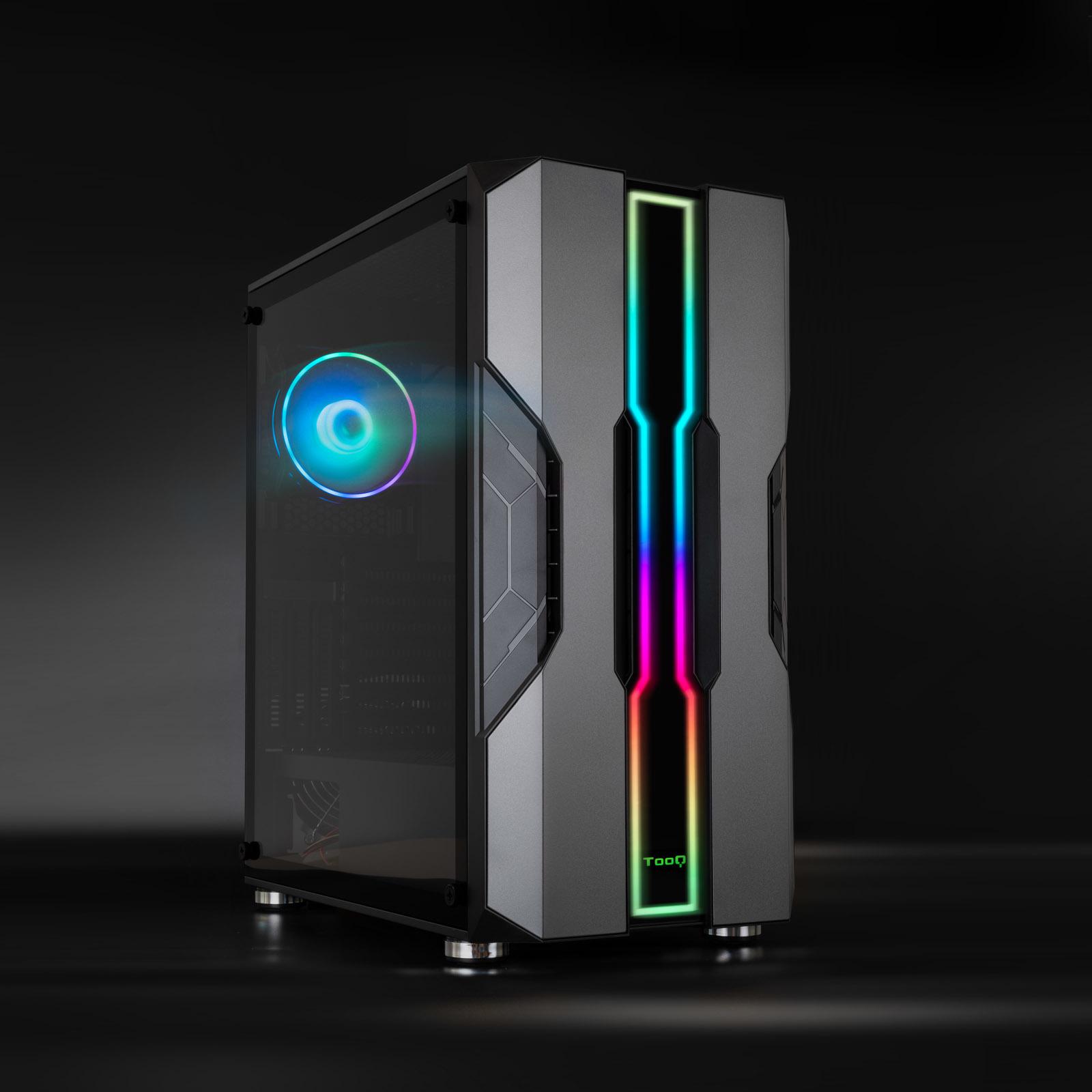 Tooq - Caixa E-ATX Tooq NIGHTCITY ARGB c/ Vidro Temperado Preta