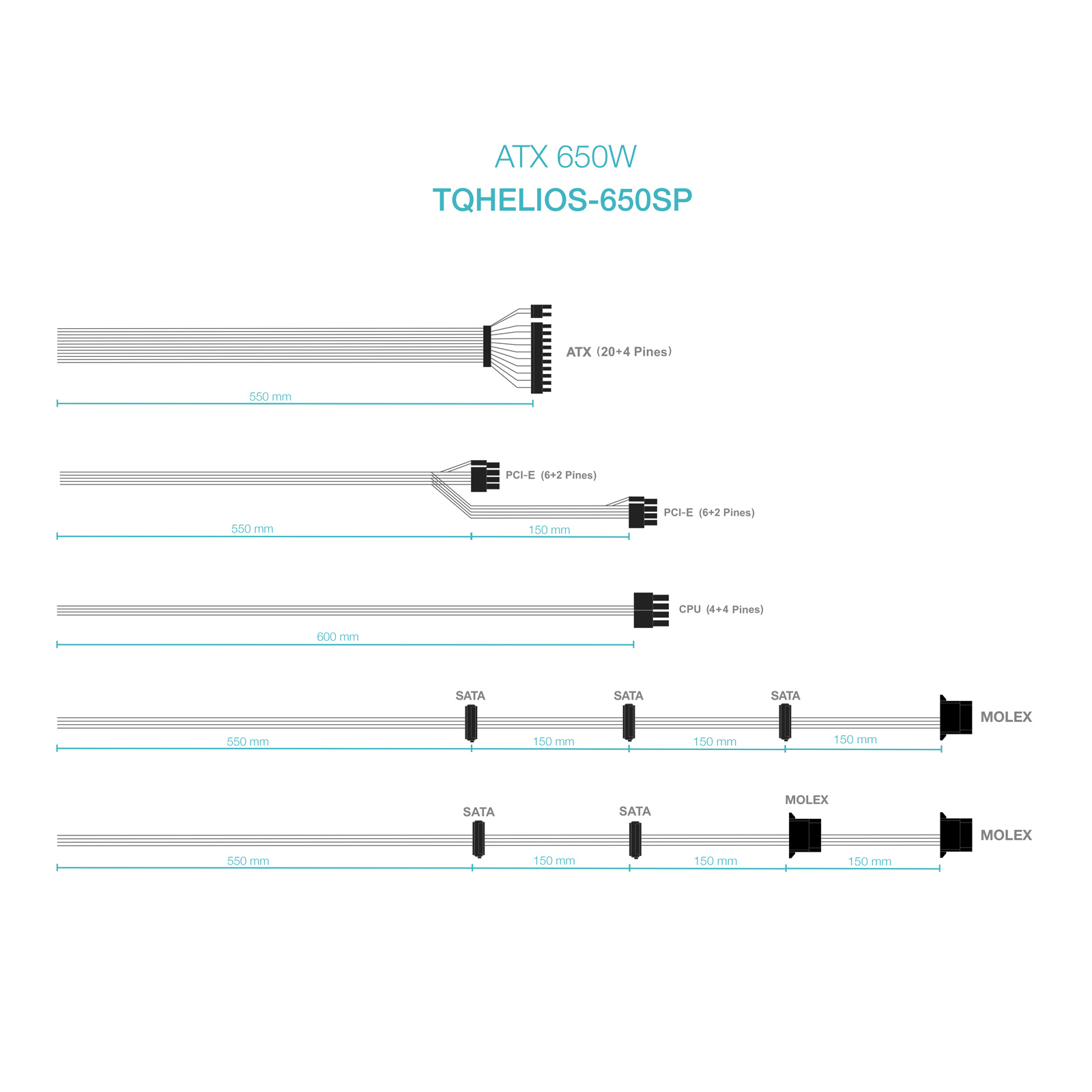 Tooq - Fonte de Alimentação Tooq ATX 650W APFC 80PLUS Bronze