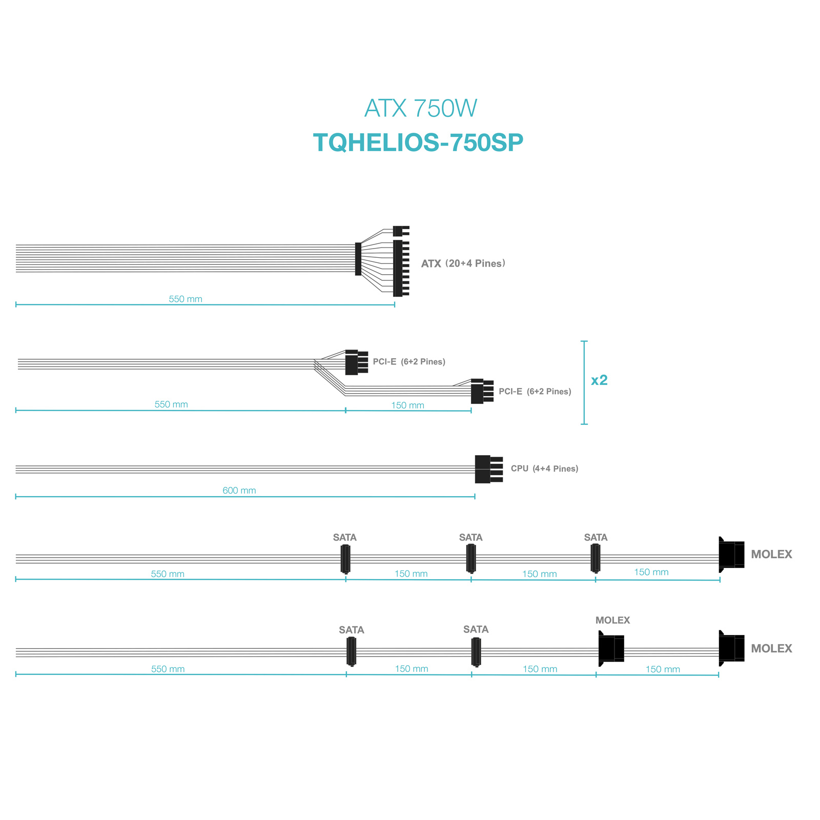 Tooq - Fonte de Alimentação Tooq ATX 750W APFC 80PLUS Bronze