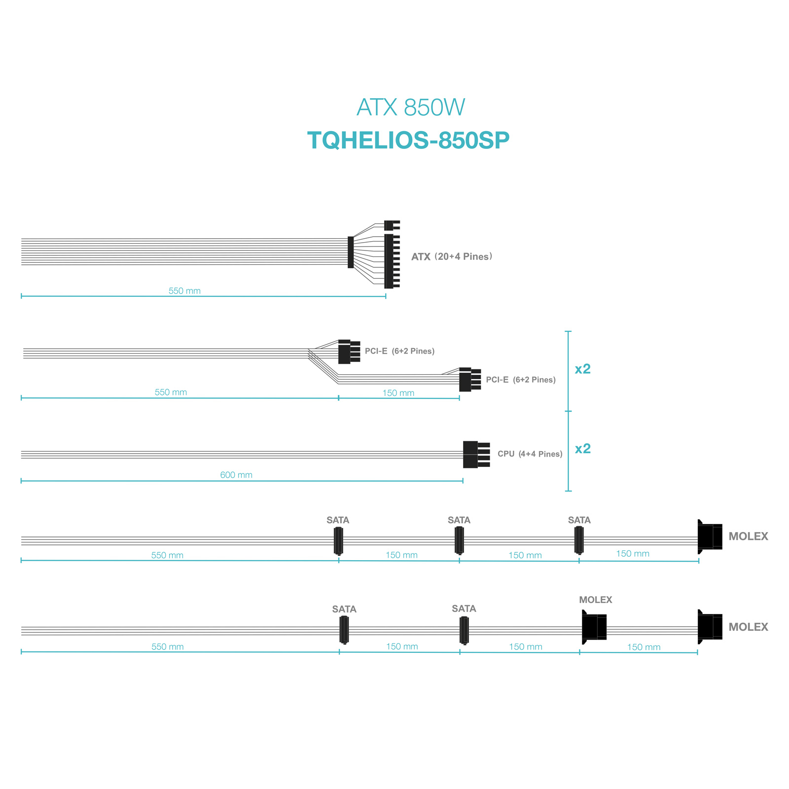 Tooq - Fonte de Alimentação Tooq ATX 850W APFC 80PLUS Bronze