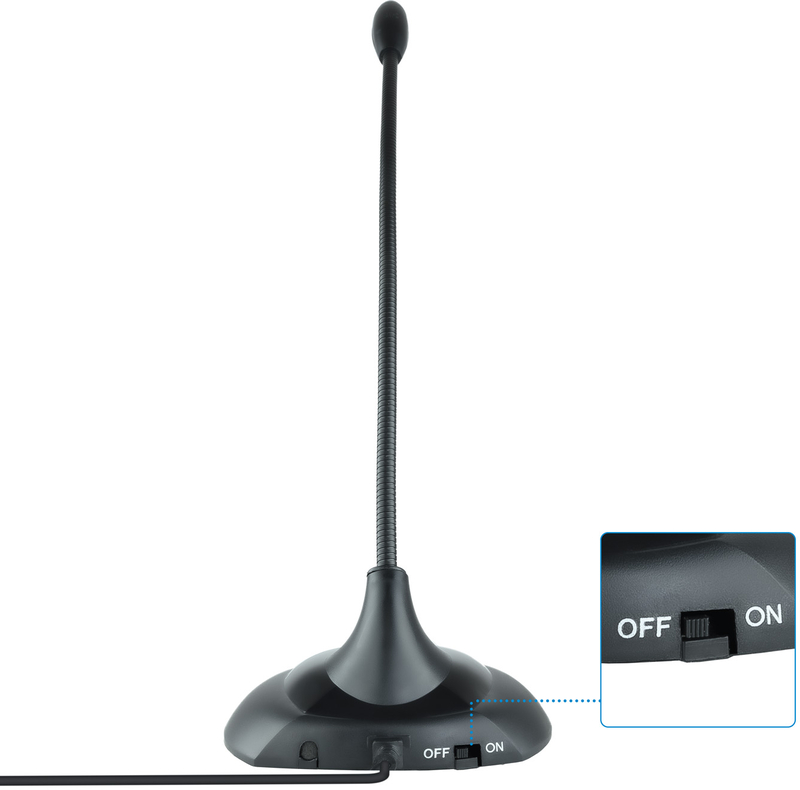 Tooq - Microfone multimédia flexível Conexão jack 3,5mm 2M Preto