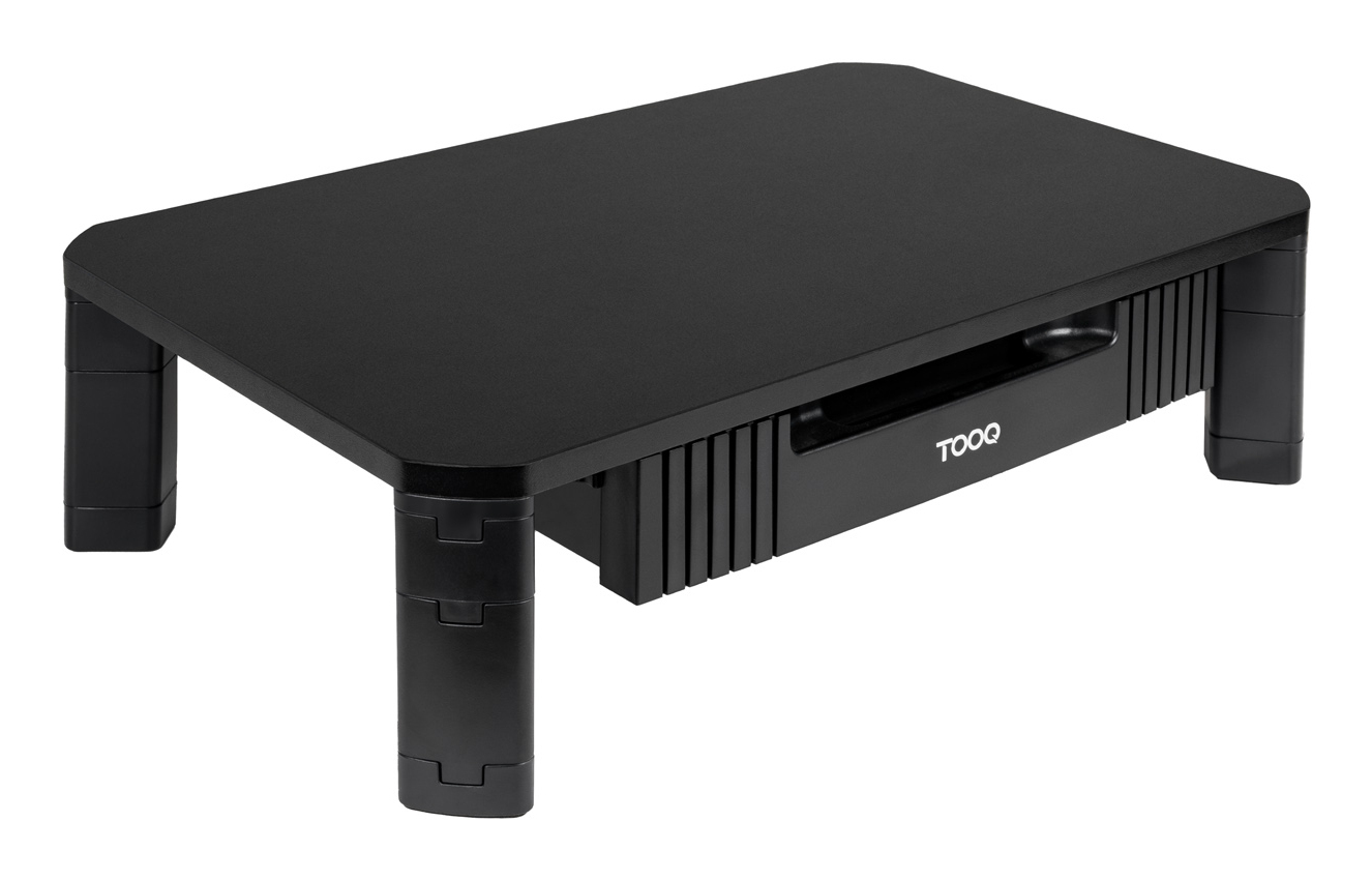 Tooq - Suporte Elevatório Ajustável Tooq para Monitores com Gaveta Preto