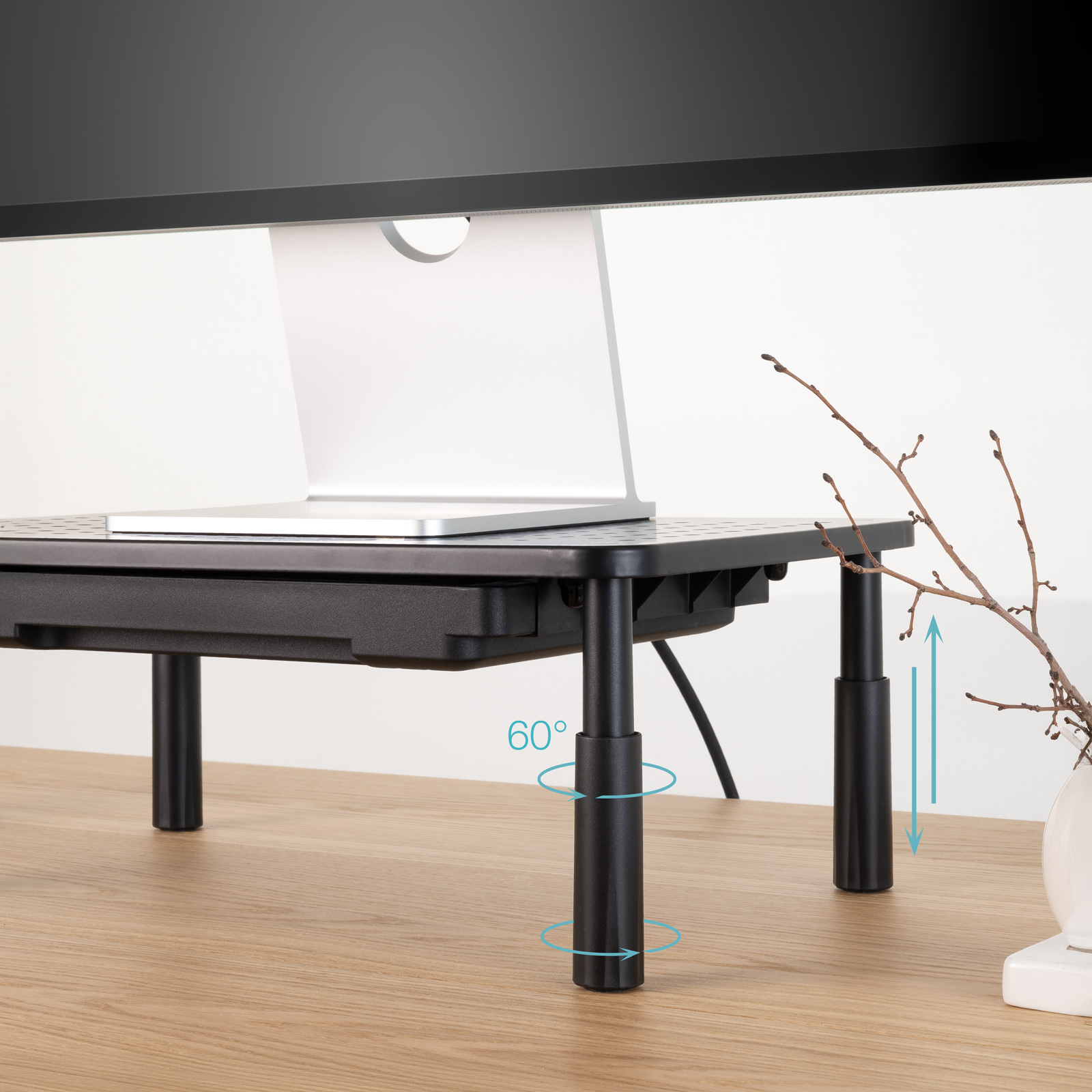 Tooq - Base Para Monitor C/ Gaveta Tooq Max. 20Kg Preto