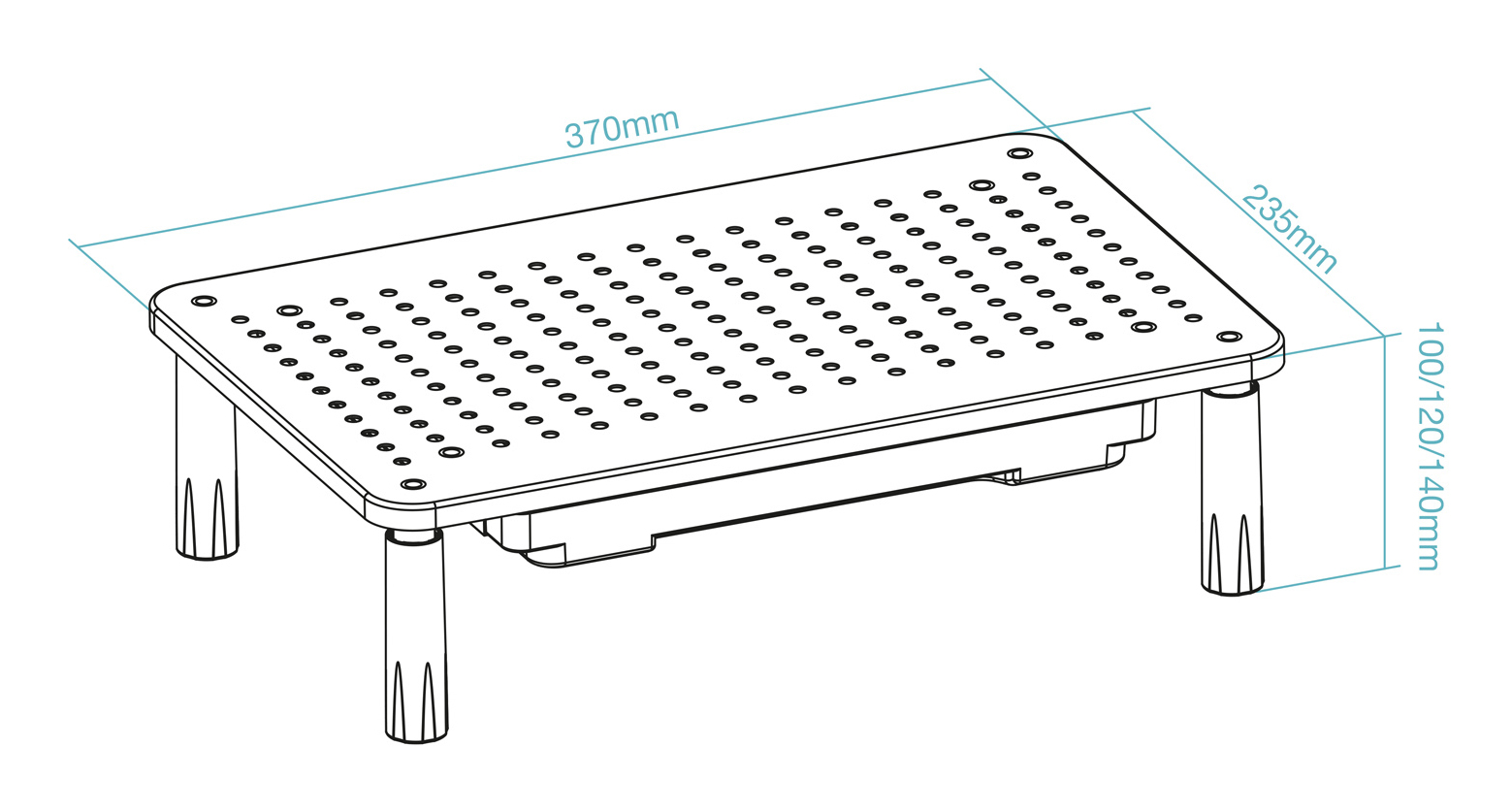 Tooq - Base Para Monitor C/ Gaveta Tooq Max. 20Kg Preto