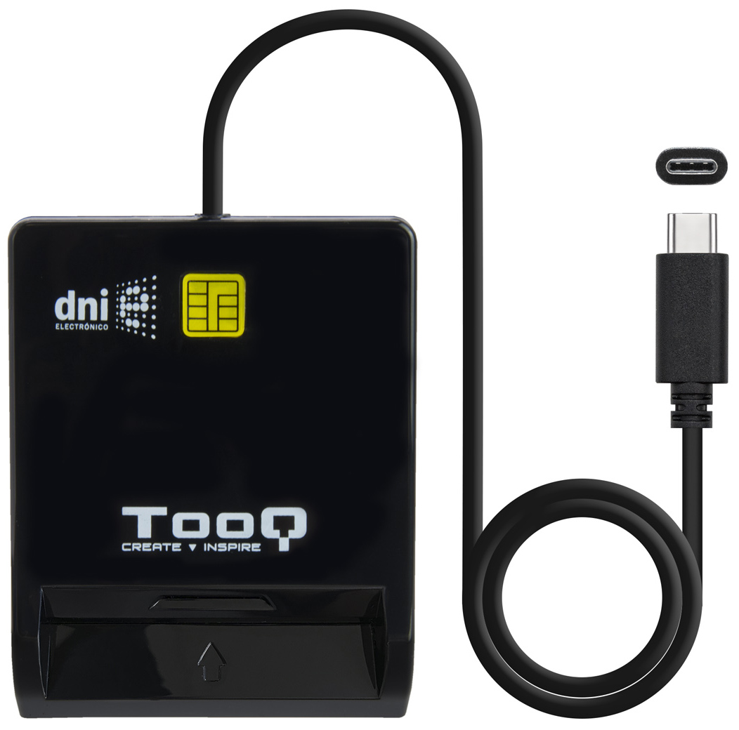 Tooq - Leitor de Cartões Tooq Cartão de Cidadão / DNIe 4.0 / SIM USB-C Preto