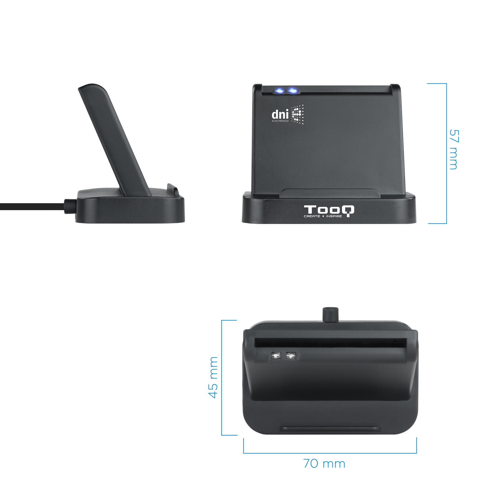 Tooq - Leitor de Cartões Tooq DNI 4.0 e Cartão de Cidadão USB 2.0 Preto