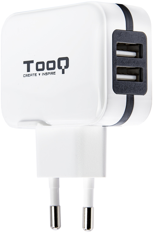 Picture of Picture of Carregador Tooq 2x USB 5V 3.4A com Controlo AI Branco